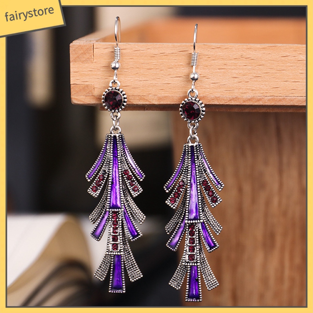 1 Đôi Bông Tai Tua Rua Bằng Hợp Kim Phong Cách Trung Hoa Dành Cho Nữ