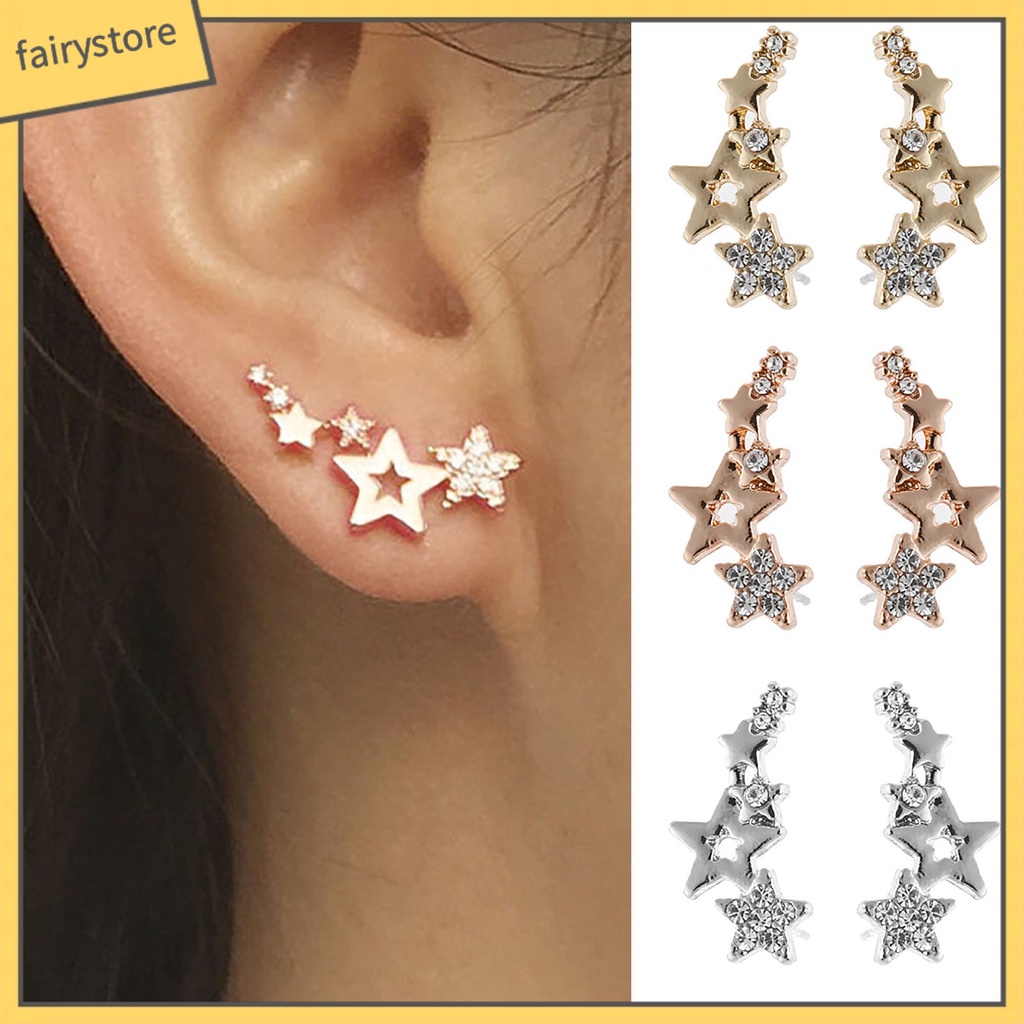 1 Đôi Bông Tai Hình Ngôi Sao Đính Đá Lấp Lánh Dành Cho Nữ