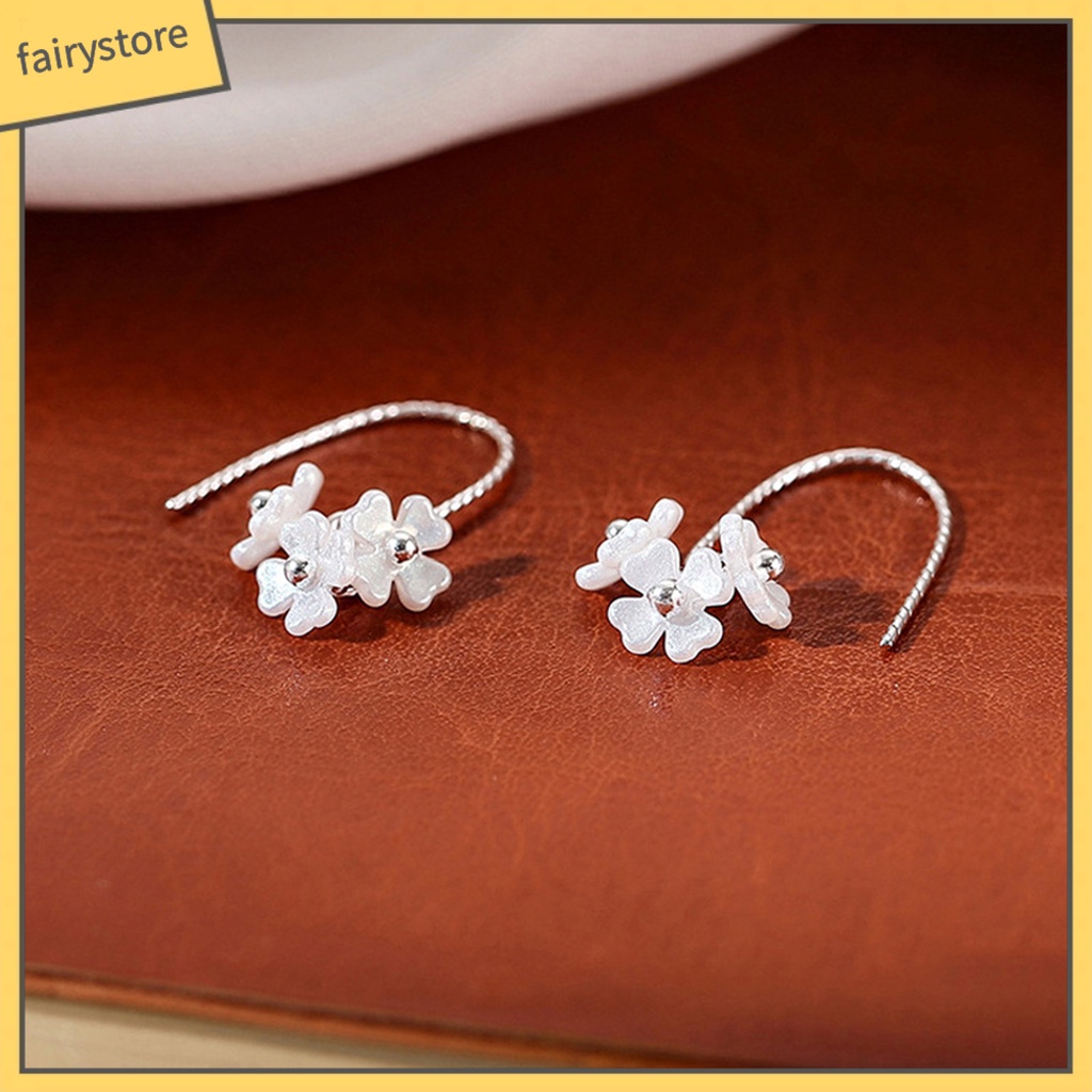 1 Đôi Bông Tai Dáng Dài Đính Đá Ngọc Trai Nhân Tạo Hình Hoa Thanh Lịch