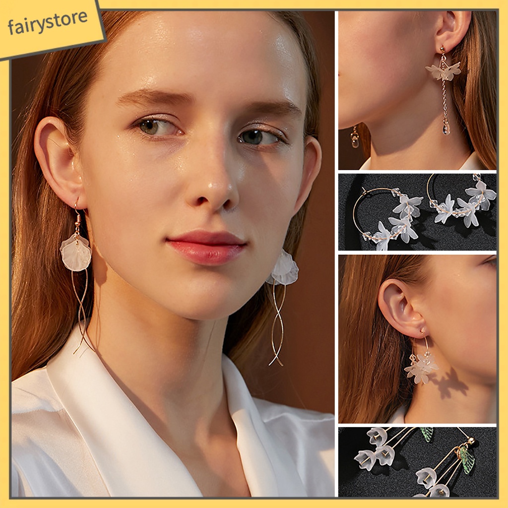 1 Đôi Bông Tai Tua Rua Hình Hoa Pha Lê Không Gây Dị Ứng Handmade Thời Trang Cho Nữ