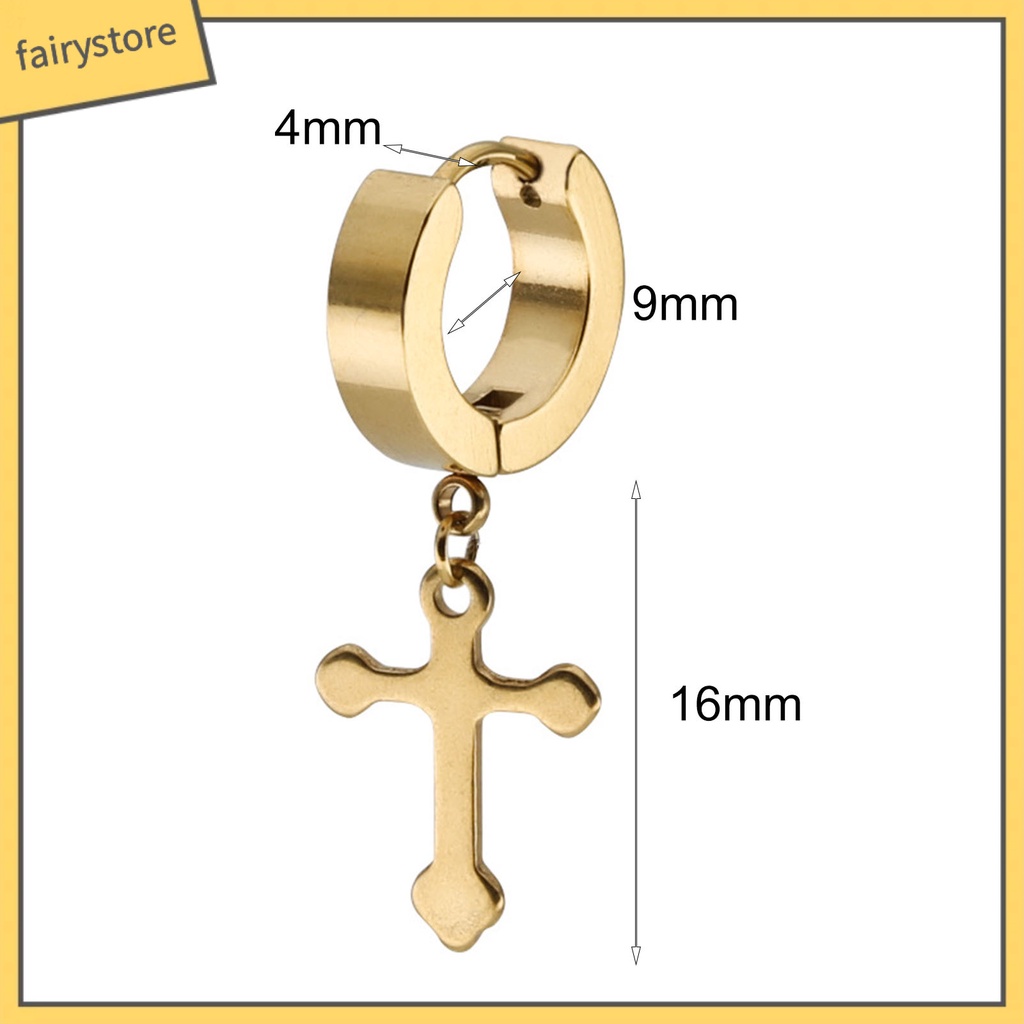 1 Đôi Bông Tai Hình Thánh Giá Bằng Thép Titan Dành Cho Nam Và Nữ