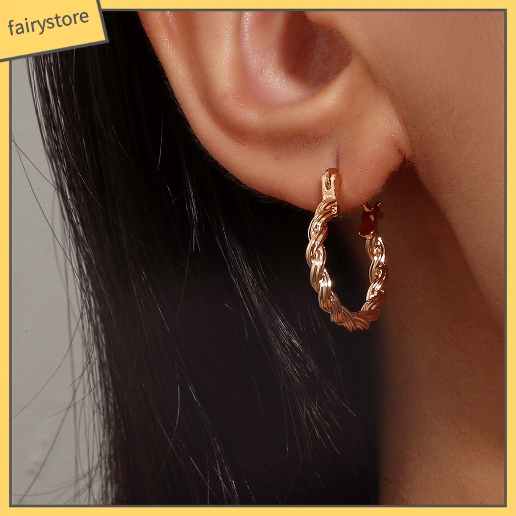 1 Đôi Bông Tai Tròn Xoắn Phong Cách Retro Dành Cho Nữ