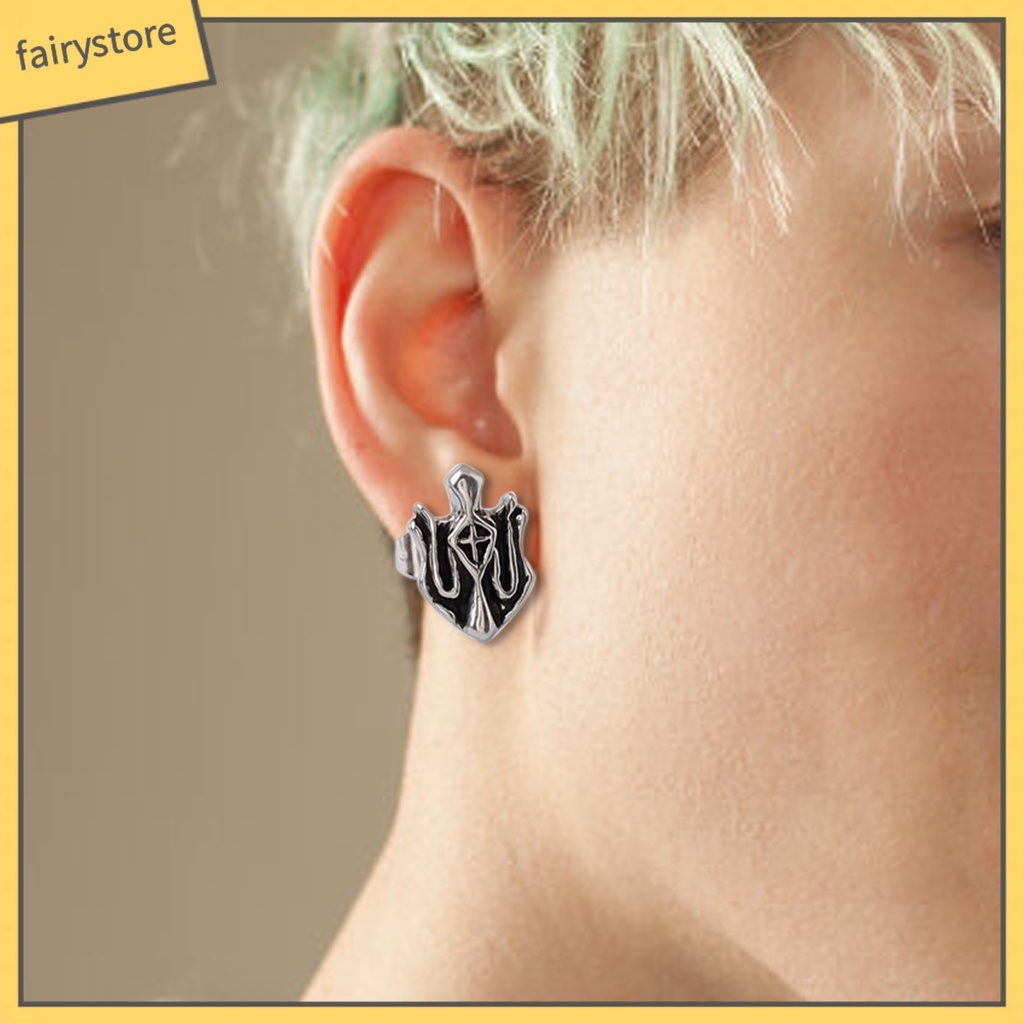 1 Bông Tai Thép Titan Đính Kim Cương Giả Lấp Lánh Phong Cách Hip Hop Cho Nam