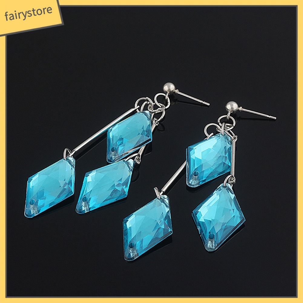 Bông Tai Dạng Kẹp Hình Học Bằng Acrylic Màu Xanh Dương Thời Trang Cho Nữ