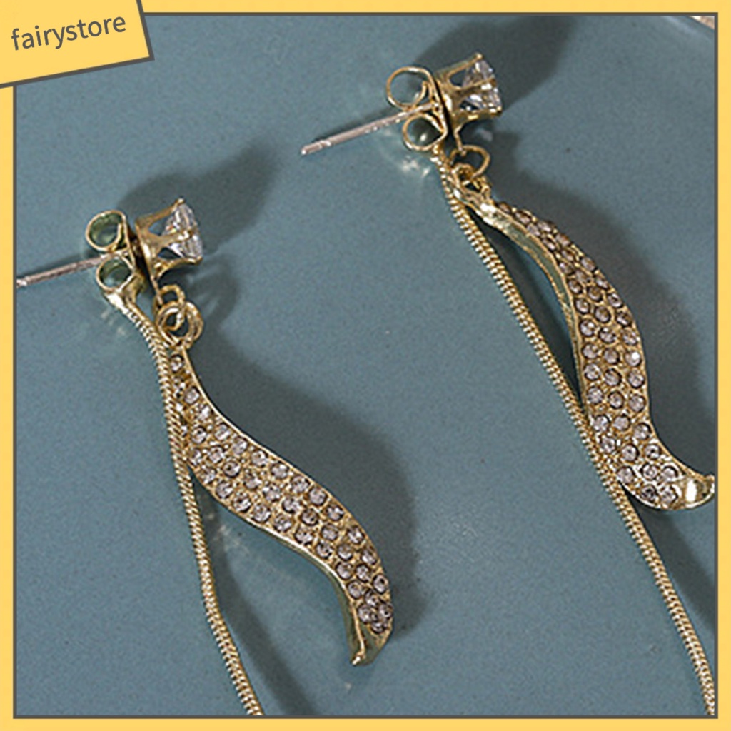 1 Đôi Bông Tai Hình Học Tua Rua Lấp Lánh Phong Cách Hàn Quốc Dành Cho Nữ