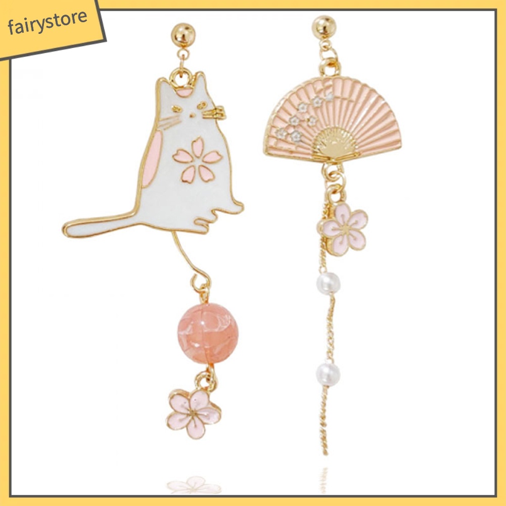 Bông Tai Mạ Bạc Hình Mèo Đính Hoa Thời Trang Cho Nữ