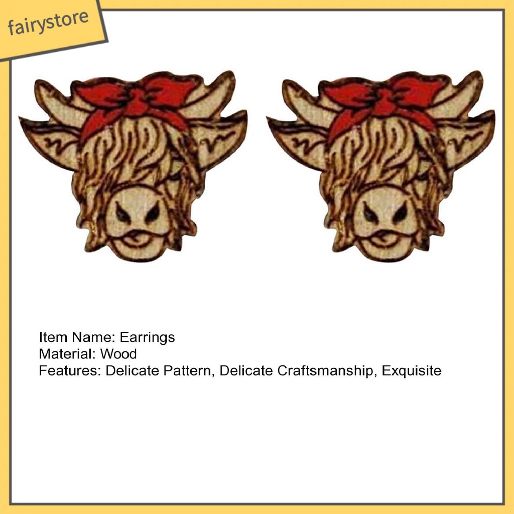 [FRO] 1 Đôi Bông Tai Đinh Tán Bằng Gỗ Bề Mặt Mịn Trang Trí Vật Nuôi Thủ Công Vintage Tinh Tế Chống Phai Màu