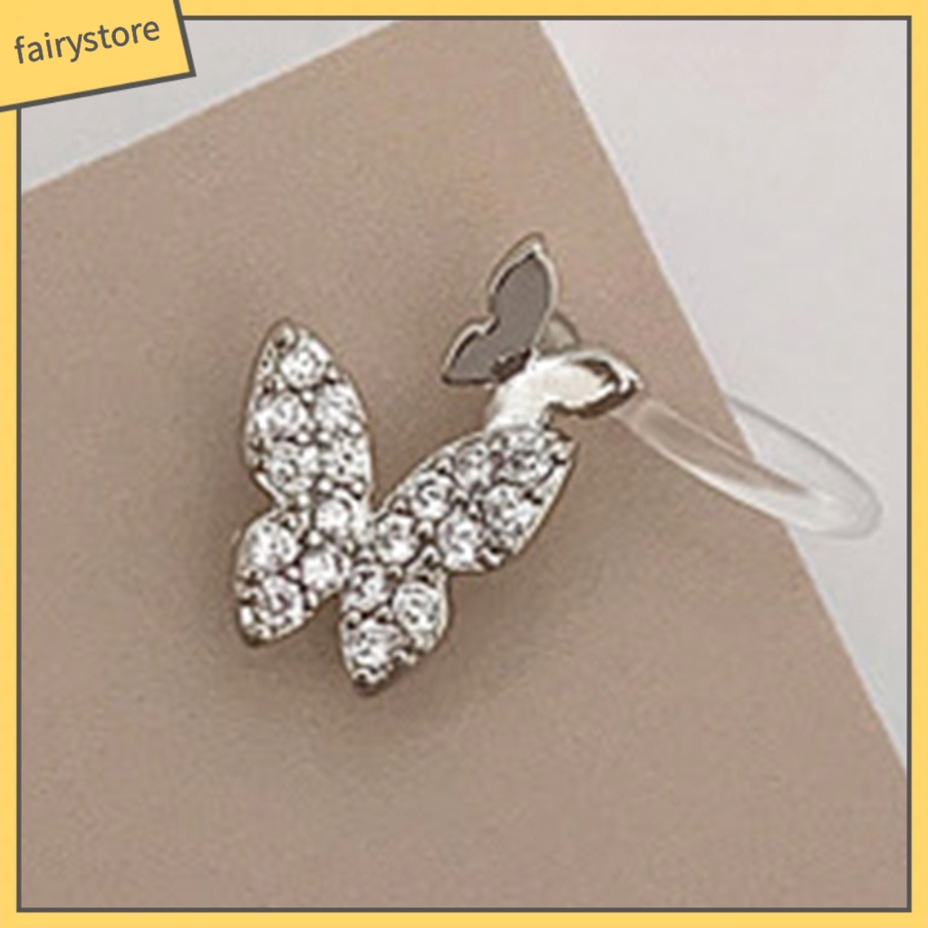 Bông Tai Dạng Kẹp Hình Bướm Lấp Lánh Cho Nữ