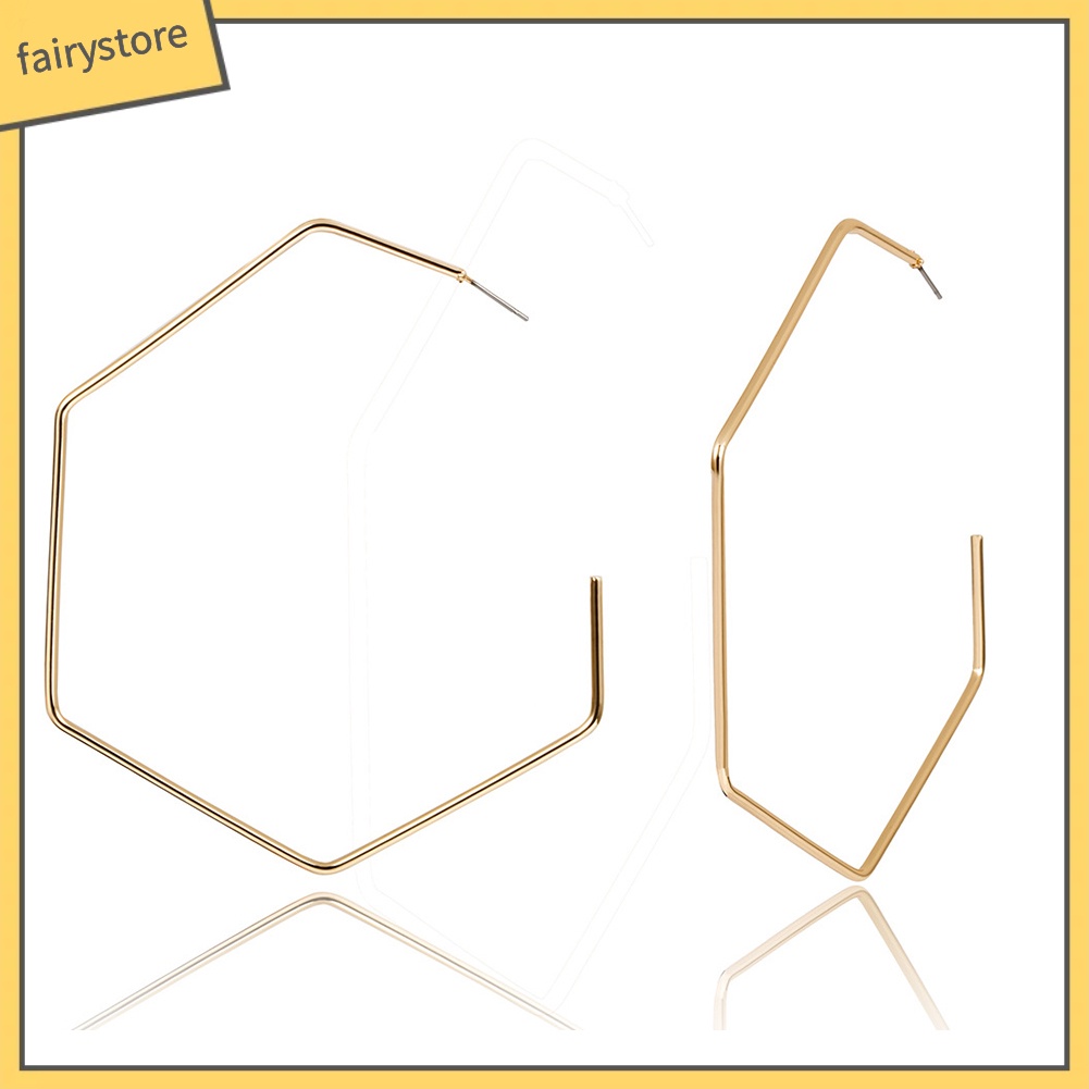 Đôi Khuyên Tai Hình Lục Giác Thời Trang Cho Nữ