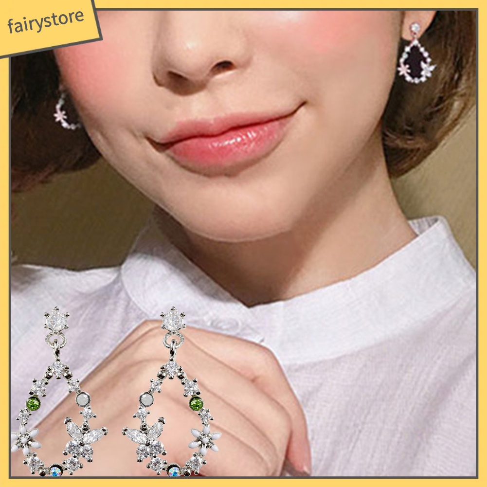 Bông Tai Hình Tròn / Trái Tim / Giọt Nước Đính Đá / Ngọc Trai Giả Thời Trang Cho Nữ