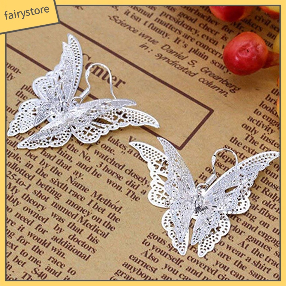 Bông Tai Hình Bướm Rỗng Đính Đá Zircon Phong Cách Vintage Dành Cho Nữ