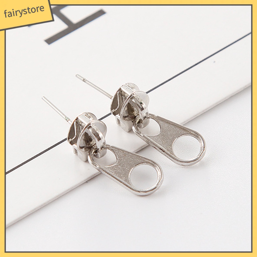 1 Đôi Bông Tai Hình Khóa Kéo Trang Trí Mắt / Khuyên Tai Thời Trang Dự Tiệc Cho Nữ