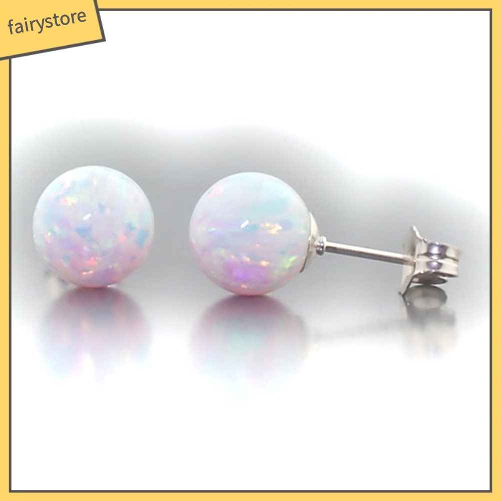 Khuyên Tai Đính Đá Opal Nhân Tạo Hình Tròn Thời Trang