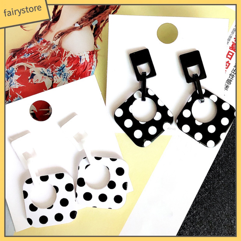 Bông Tai Hình Học Họa Tiết Chấm Bi Thời Trang Cho Nữ