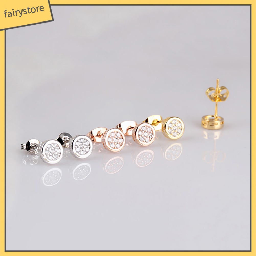 Bông Tai Tròn Đính Đá Zircon Thời Trang Dự Tiệc Cho Nữ