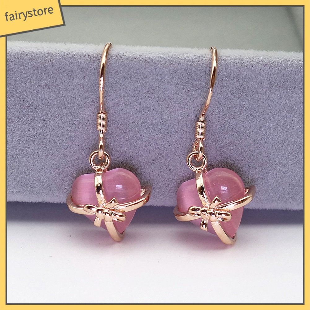 Đôi Bông Tai Hình Nơ / Trái Tim Đính Đá Thời Trang Cho Nữ