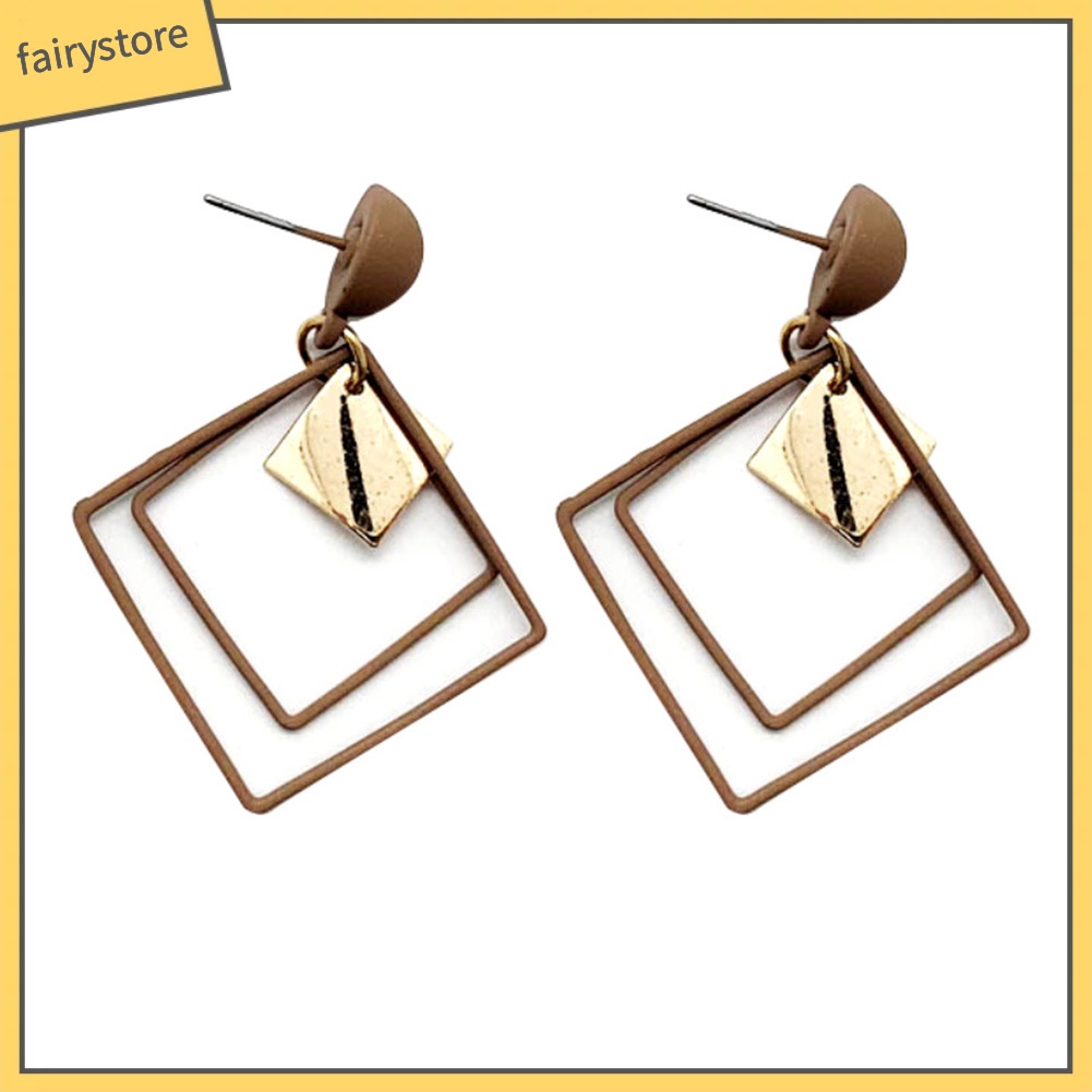 Đôi Bông Tai Dáng Dài Mặt Hình Thoi Thời Trang Cho Nữ