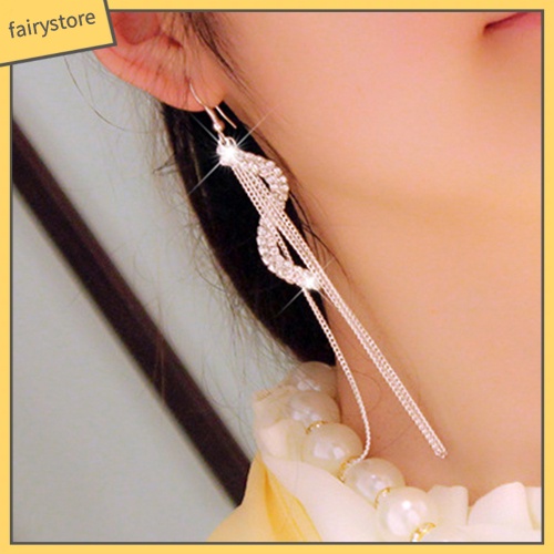 Bông Tai Dài Hình Chữ S Đính Đá Thời Trang Dành Cho Nữ