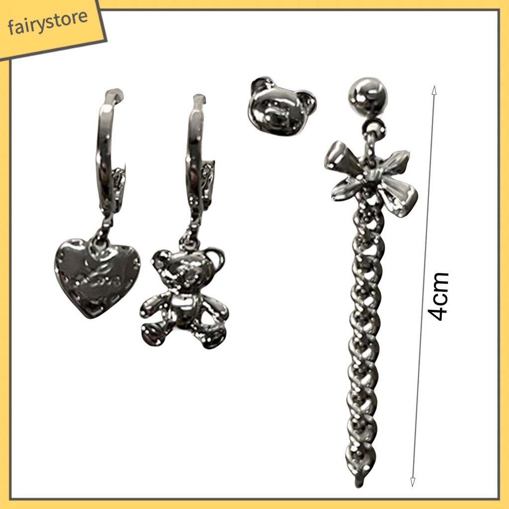 1 Set Bông Tai Hợp Kim Hình Trái Tim Phong Cách Gothic Ngọt Ngào Cho Nữ