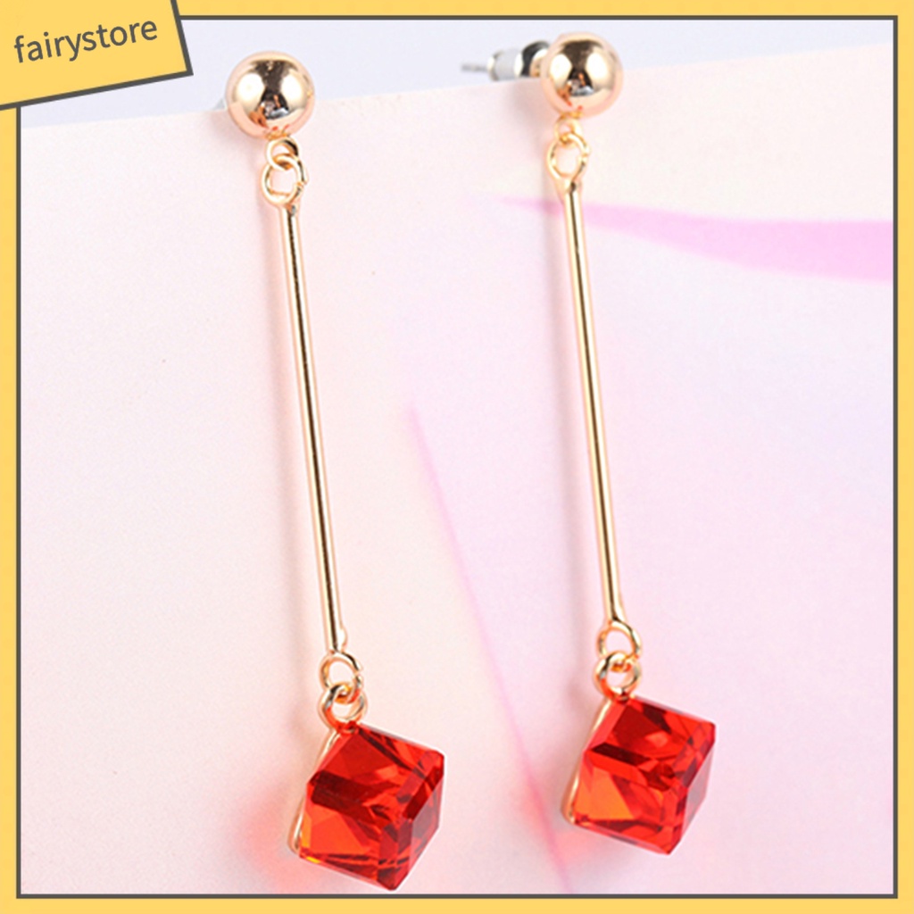 1 Đôi Bông Tai Dài Đính Đá Thời Trang Dành Cho Nữ