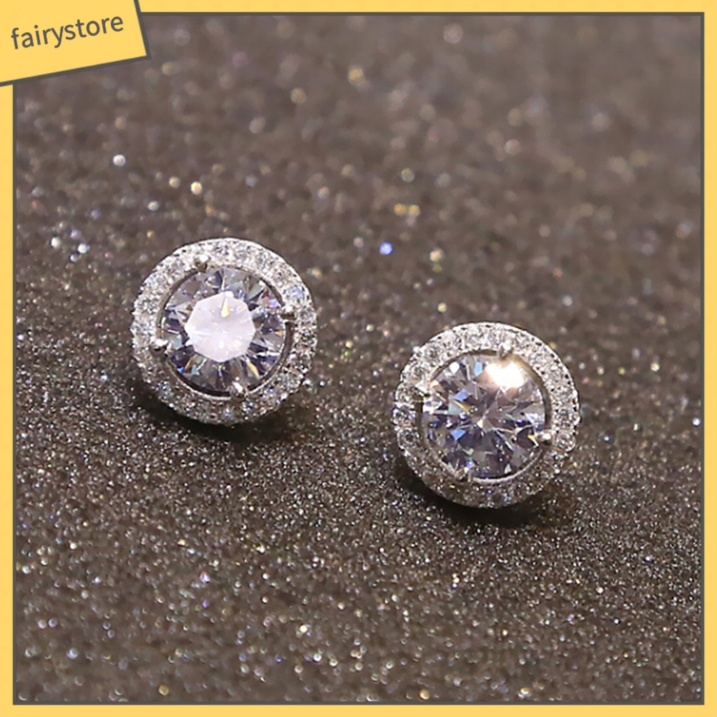 Bông Tai Mạ Bạc Đính Đá Zircon Thời Trang Dành Cho Nữ