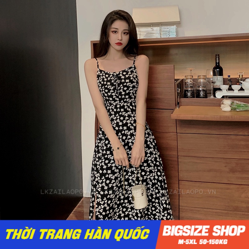 Đầm 2 dây Bigsize Váy nữ dáng dài hoa nhí chữ a mùa hè Phong cách Hàn Quốc Thời Trang sang chảnh cá tính xinh đẹp quảng châu cao cấp