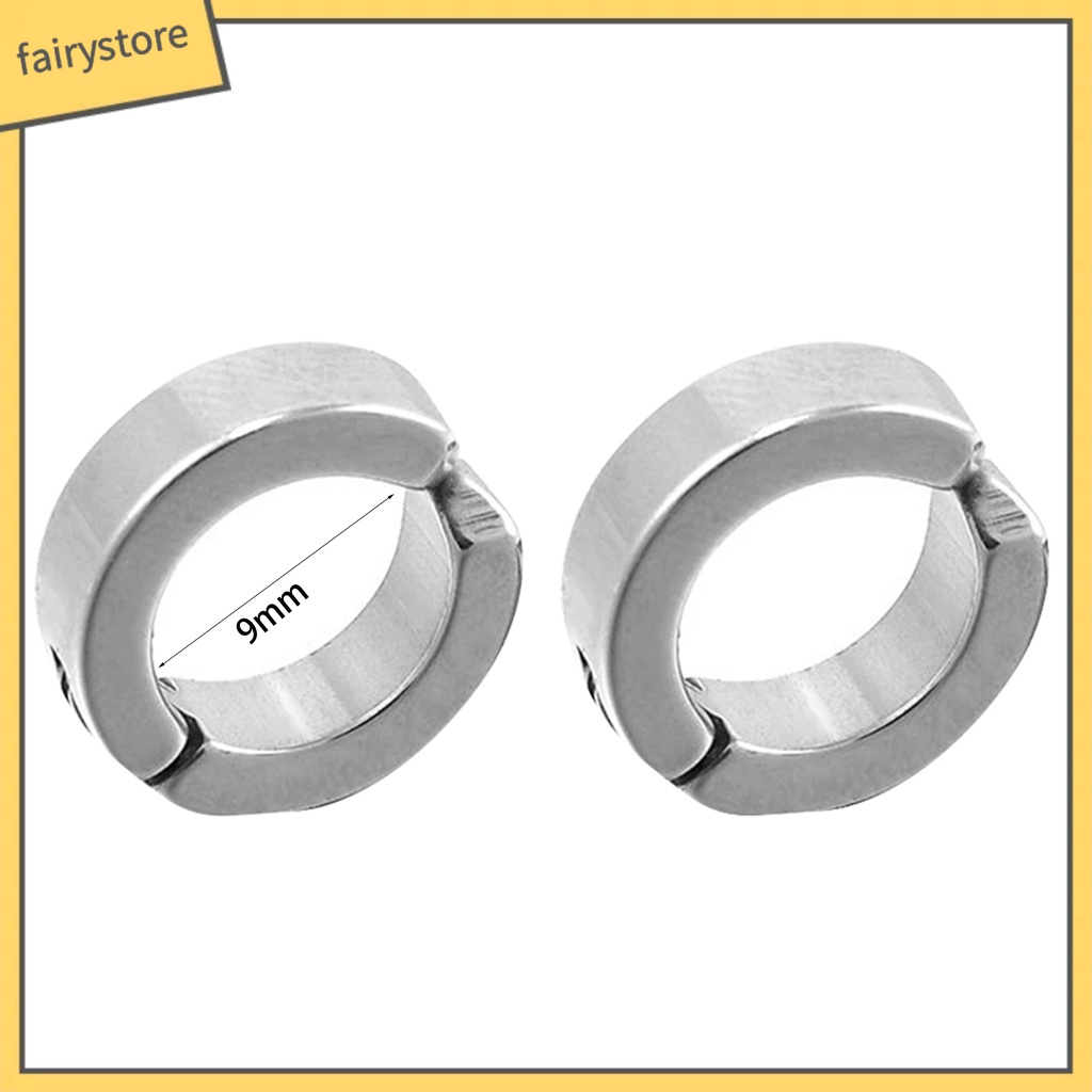 Khuyên Kẹp Vành Tai Tròn Bằng Thép Không Gỉ Phong Cách Punk Cá Tính Dành Cho Nam