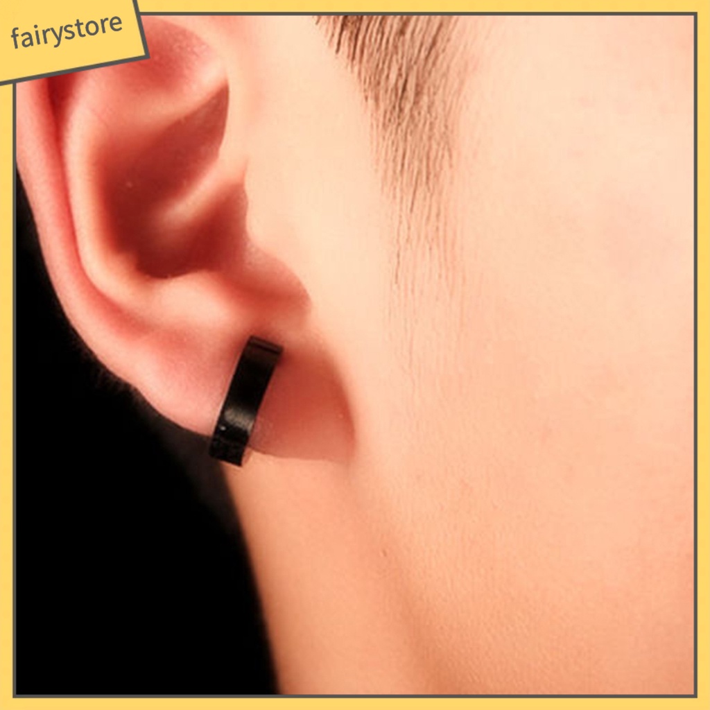 Khuyên Kẹp Vành Tai Tròn Bằng Thép Không Gỉ Phong Cách Punk Cá Tính Dành Cho Nam