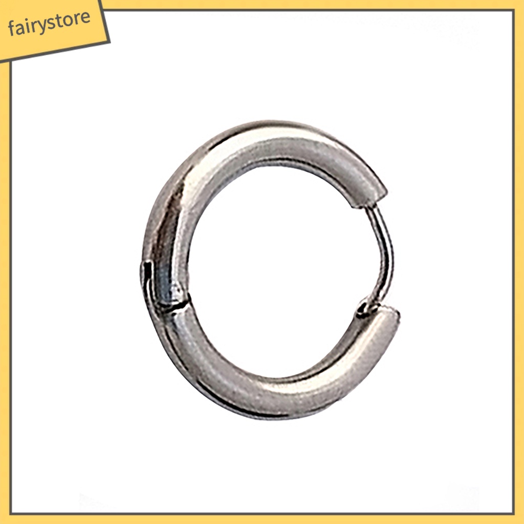 1 Khuyên Tai Tròn Bằng Thép Titan 16 / 21 / 23mm Phong Cách Gothic Punk Đơn Giản