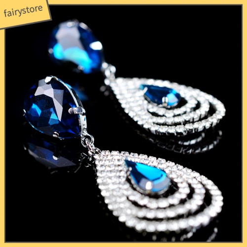 Bông Tai Hình Giọt Nước Đính Đá Thanh Lịch Dành Cho Nữ