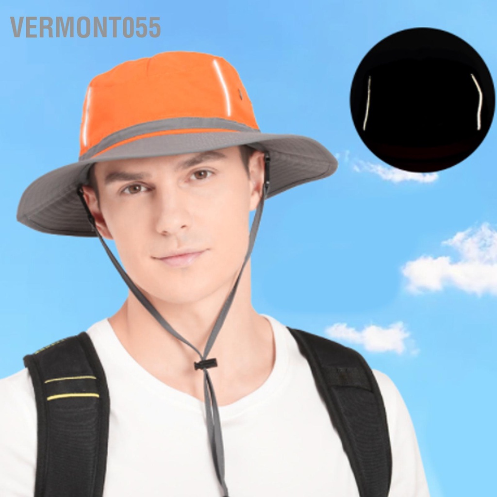 Vermont055 UPF50 + Câu Cá Nón Với Dải Phản Quang Lưới Lỗ Thông Hơi Có Thể Điều Chỉnh Rộng Vành Hat Cho Ngoài Trời Leo Núi Cam