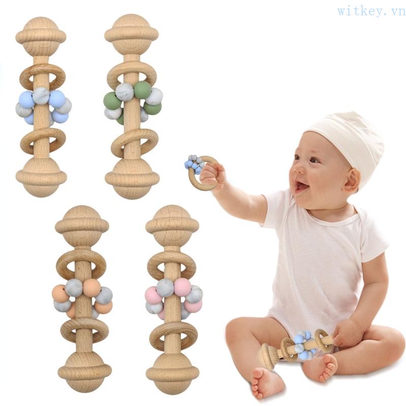 Đồ Chơi Lục Lạc Gặm Nướu Hình Tròn Đính Hạt Dễ Thương Cho Bé