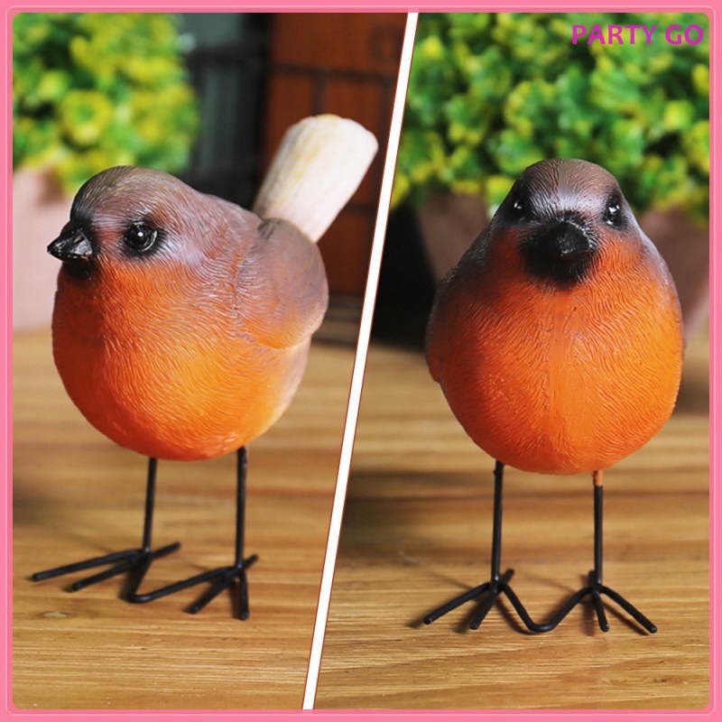 Set 2 Tượng Chim Bằng Nhựa Resin Để Bàn Trang Trí