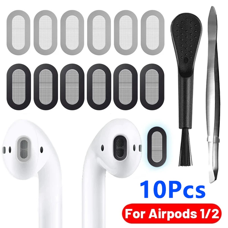 Bộ 10 Miếng Dán Chống Bụi Bằng Kim Loại Cho Tai Nghe Apple AirPods 1 2