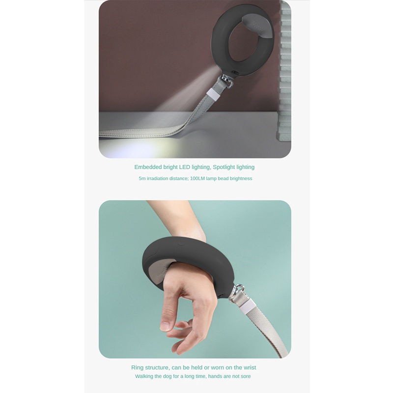 Dây Dắt Thú Cưng Đi Dạo Có Thể Thu Gọn Tiện Lợi 2M Với Pin 500MAh Tích Hợp Đèn LED Ban Đêm