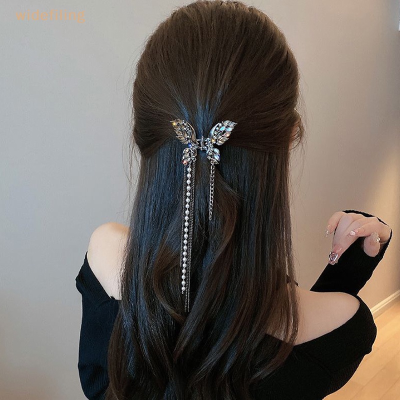 Kẹp Tóc Cá Mập Đính Ngọc Trai Và Bướm Bằng Hợp Kim Phong Cách Hàn Quốc Đơn Giản Cho Nữ