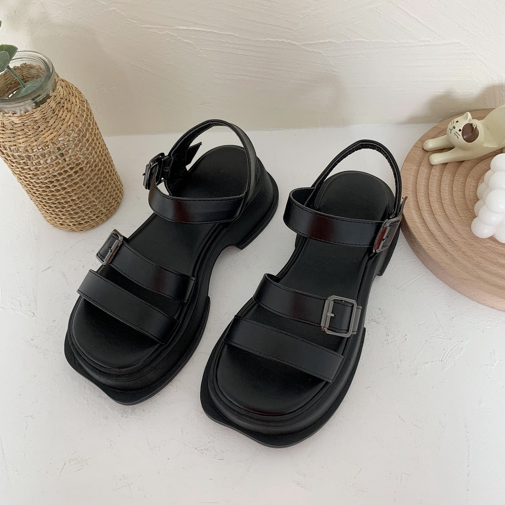 FEIJIANU dép sandal nữ dép đế cao đi biển Giày nữ Sandal quai hậu Cao Cấp bánh mì Thoải Mái Xinh Xắn 062601