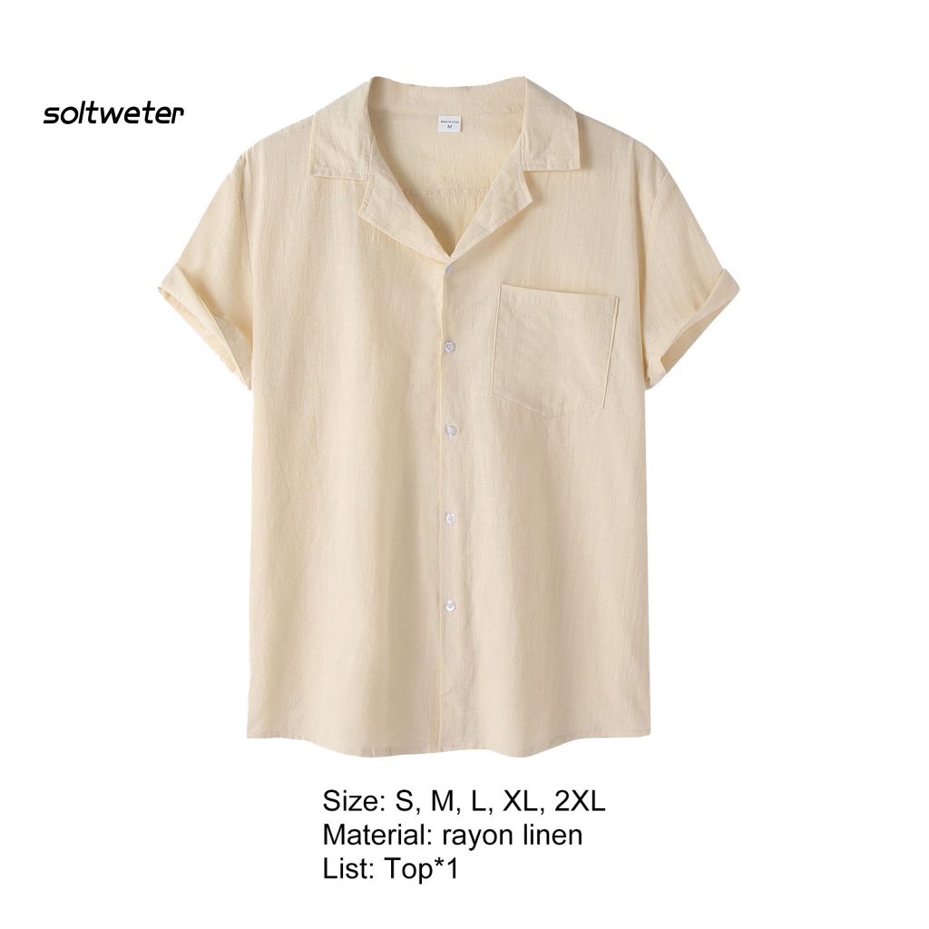 Áo Sơ Mi Ngắn Tay Màu Trơn Cài Nút Thời Trang Mùa Hè Cho Nam