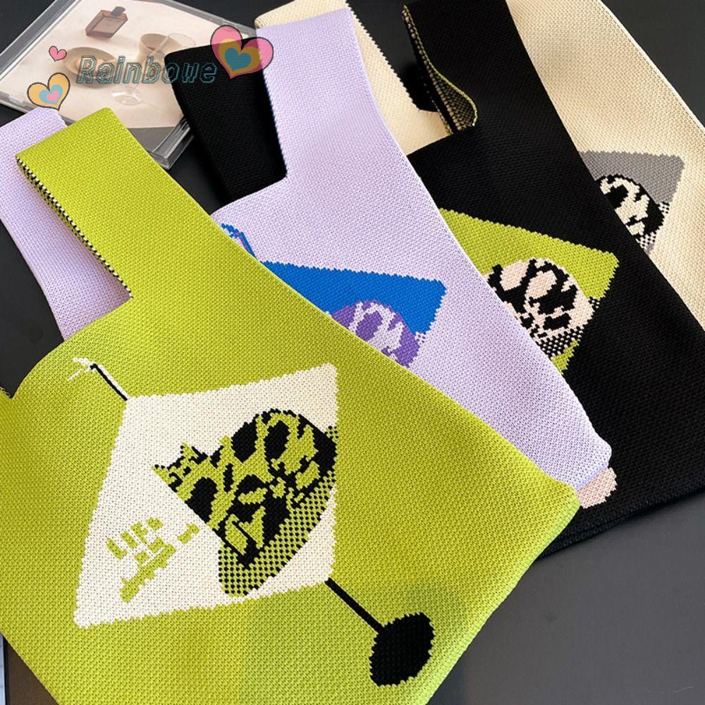 Túi Xách Đan Len Đeo Vai Màu Cầu Vồng Mới Cho Nữ