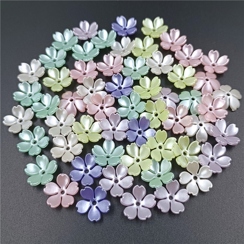 Set 40 Hạt 14mm Hình Hoa Anh Đào Tự Làm Trang Sức