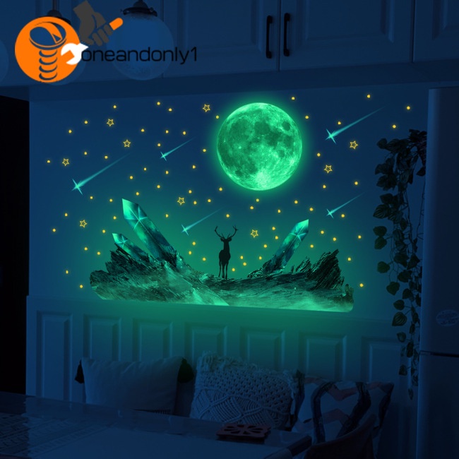 Miếng Dán Tường Dạ Quang Bằng Pvc Hình Mặt Trăng Ngôi Sao Băng Trang Trí Phòng Khách / Phòng Ngủ