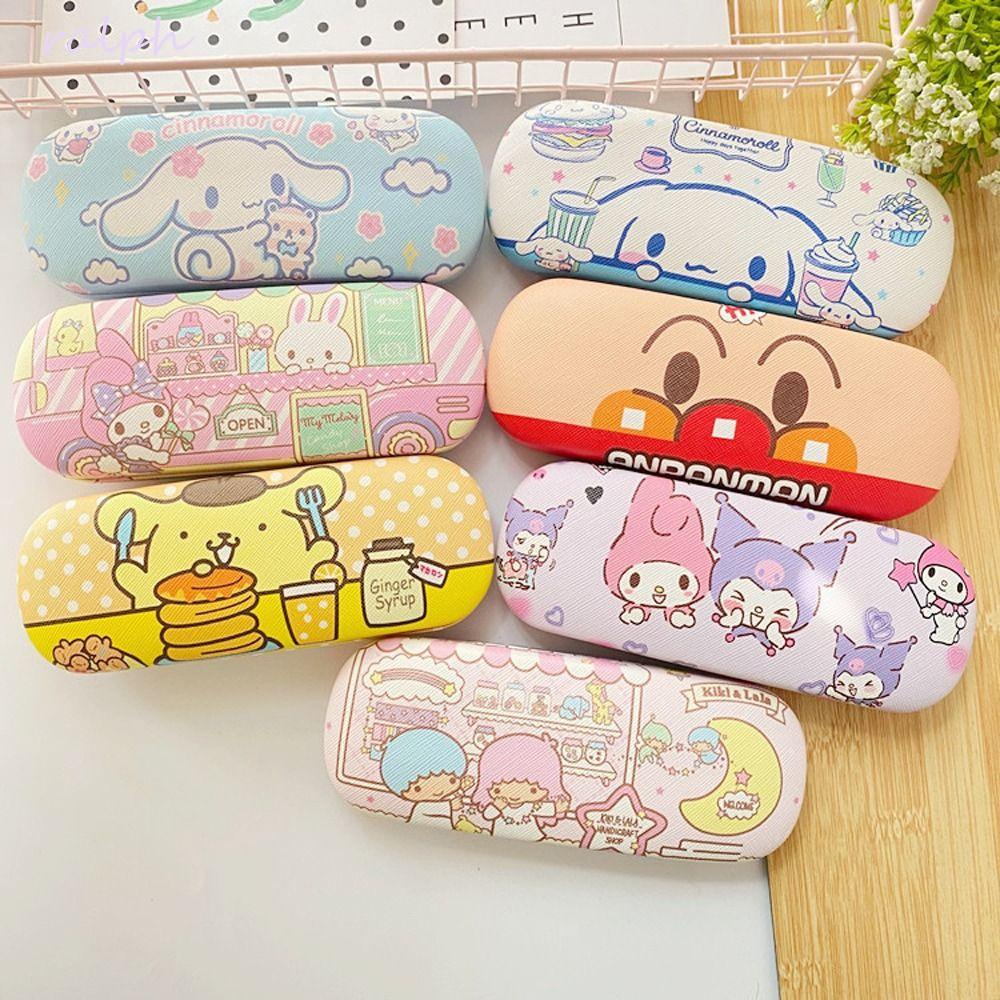 Hộp Đựng Mắt Kính Bằng Da PU Hình Chó Mèo Kuromi Kitty Cinnamoroll Đáng Yêu Cho Học Sinh