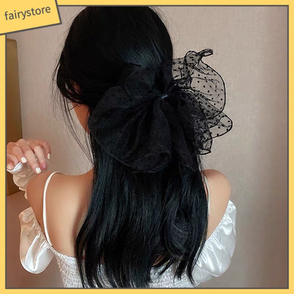 Kẹp Tóc Nơ Chấm Bi Co Giãn Tốt Phong Cách Hàn Quốc Cho Nữ