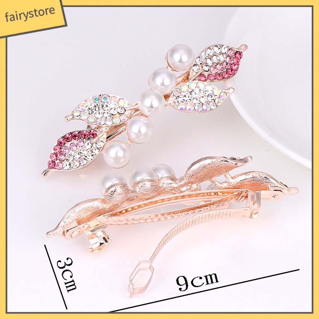 Kẹp Tóc Đuôi Ngựa Hình Chiếc Lá Đính Đá Siêu Nhẹ