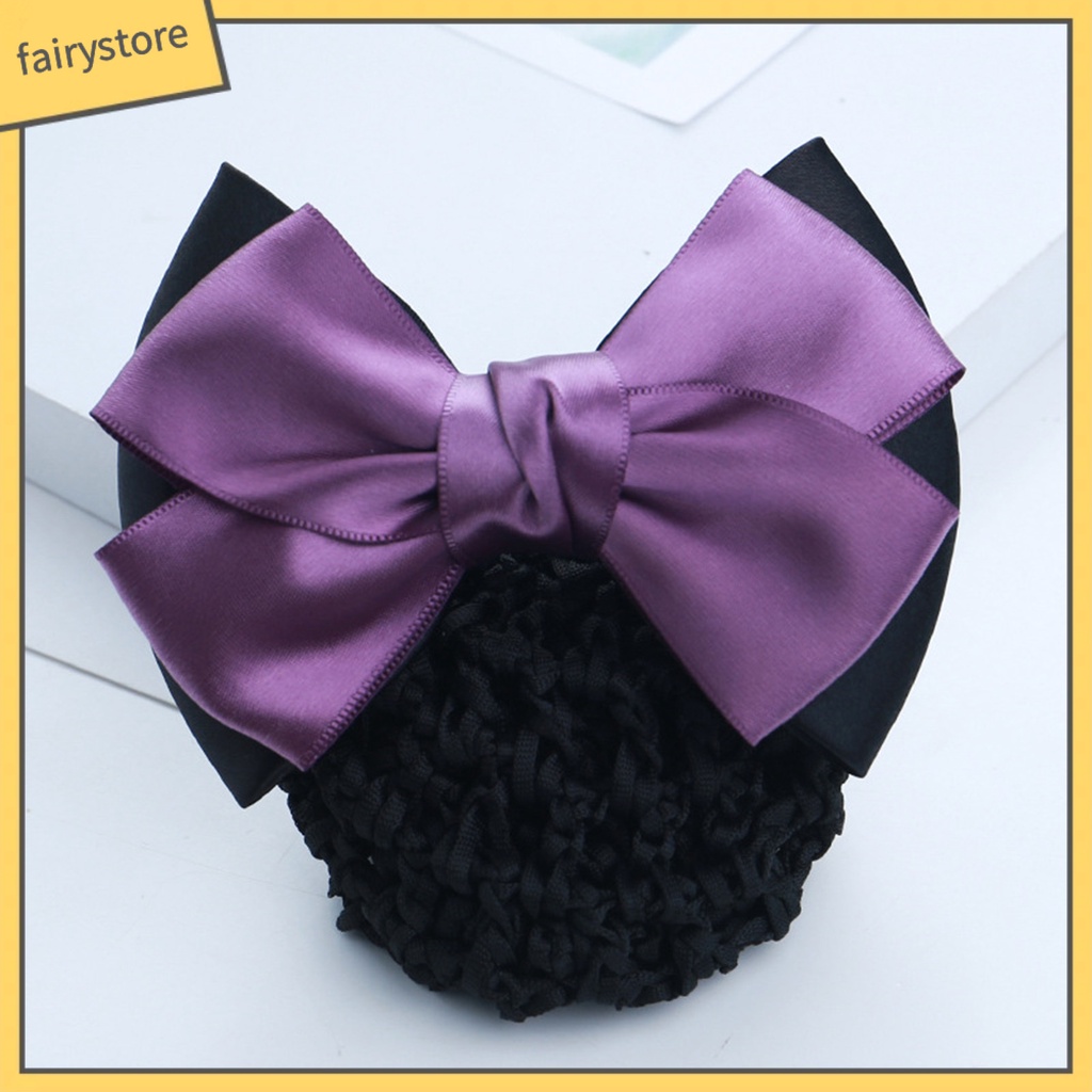 [FRO] Mũ Lưới Thắt Nơ Kẻ Sọc Màu Sắc Tương Phản Chống Trượt Trang Trí Tóc Y Tá Cho Nữ