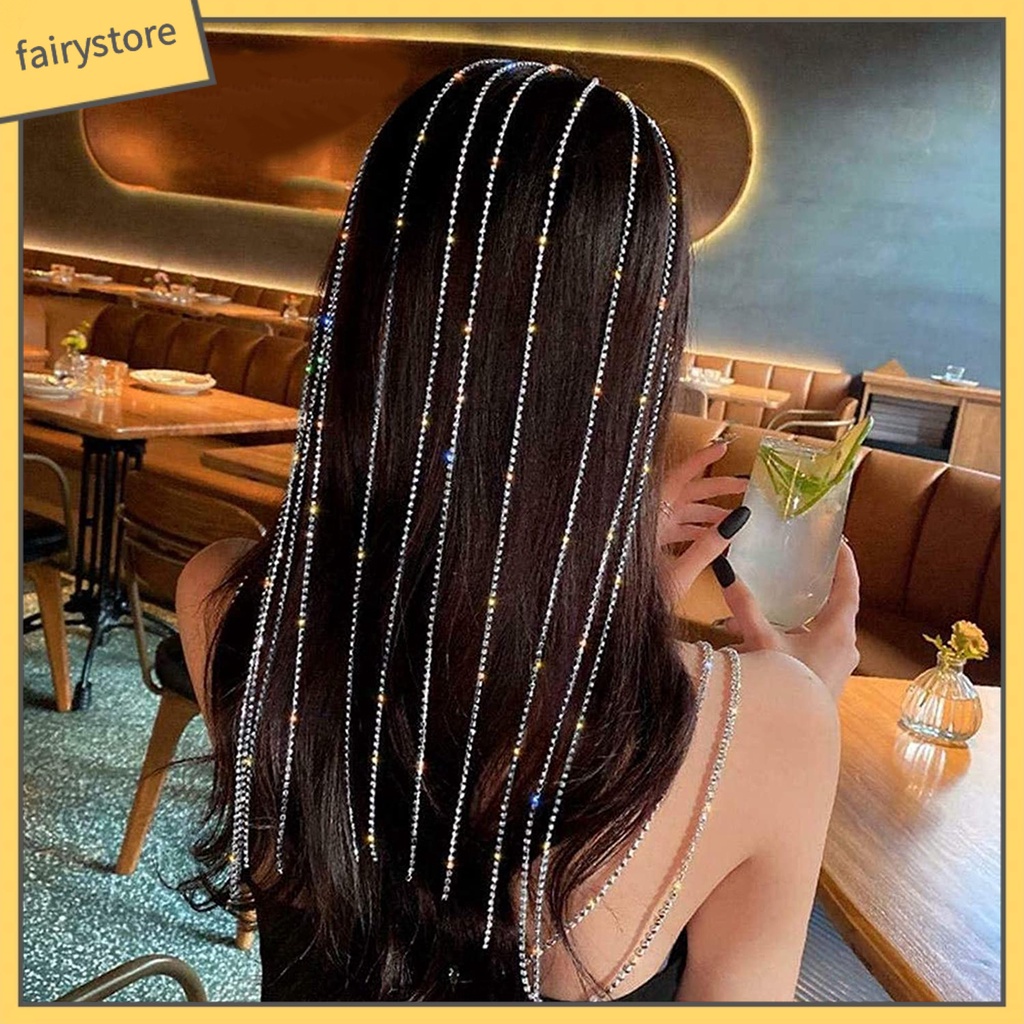 Băng Đô Cài Tóc Đính Đá Phối Tua Rua Bắt Mắt Tinh Tế Cho Nữ