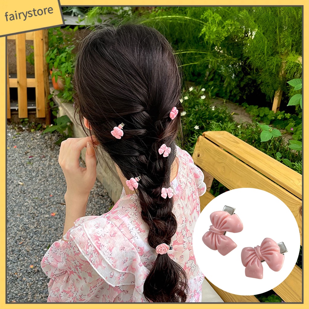 Kẹp Tóc Hình Nơ Hoa Hồng Mini Bằng Hợp Kim Chống Trượt Trang Trí Hàng Ngày Cho Nữ