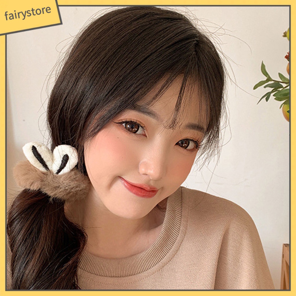 Dây Cột Tóc Tai Thỏ Lông Nhung Mềm Co Giãn Cao Chống Trượt Màu Kẹo Ngọt