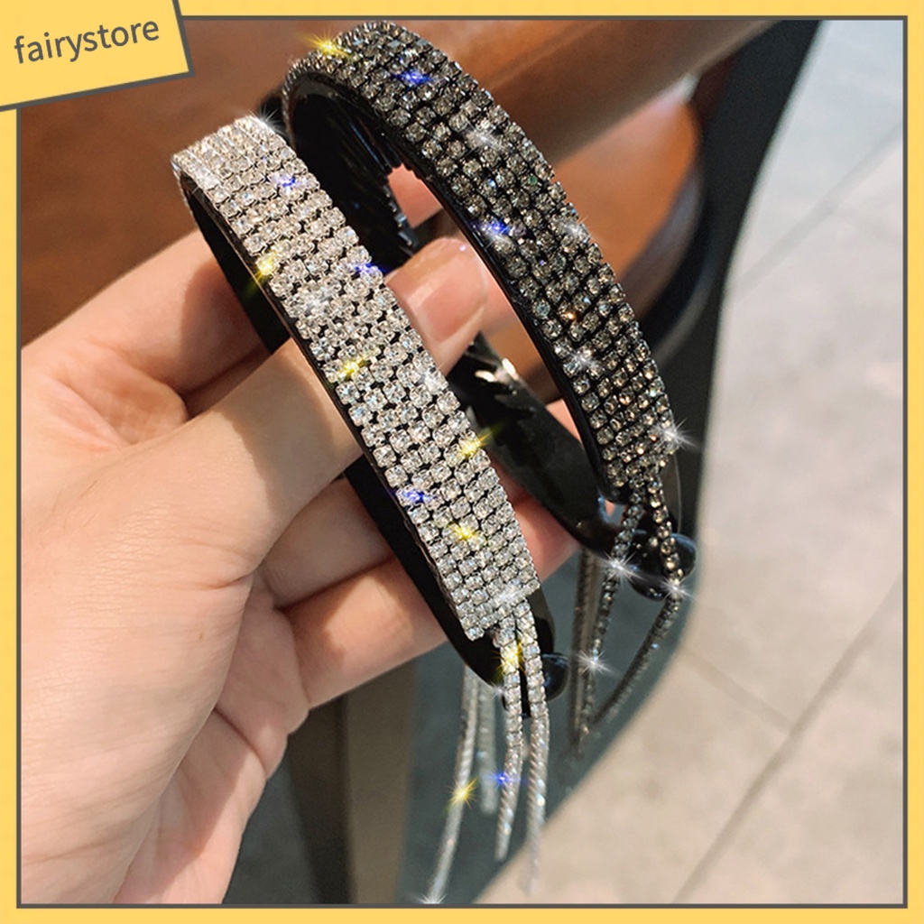 [FRO] Kẹp Tóc Đuôi Ngựa Đính Kim Cương Giả Lấp Lánh Chống Trượt Phong Cách Hàn Quốc