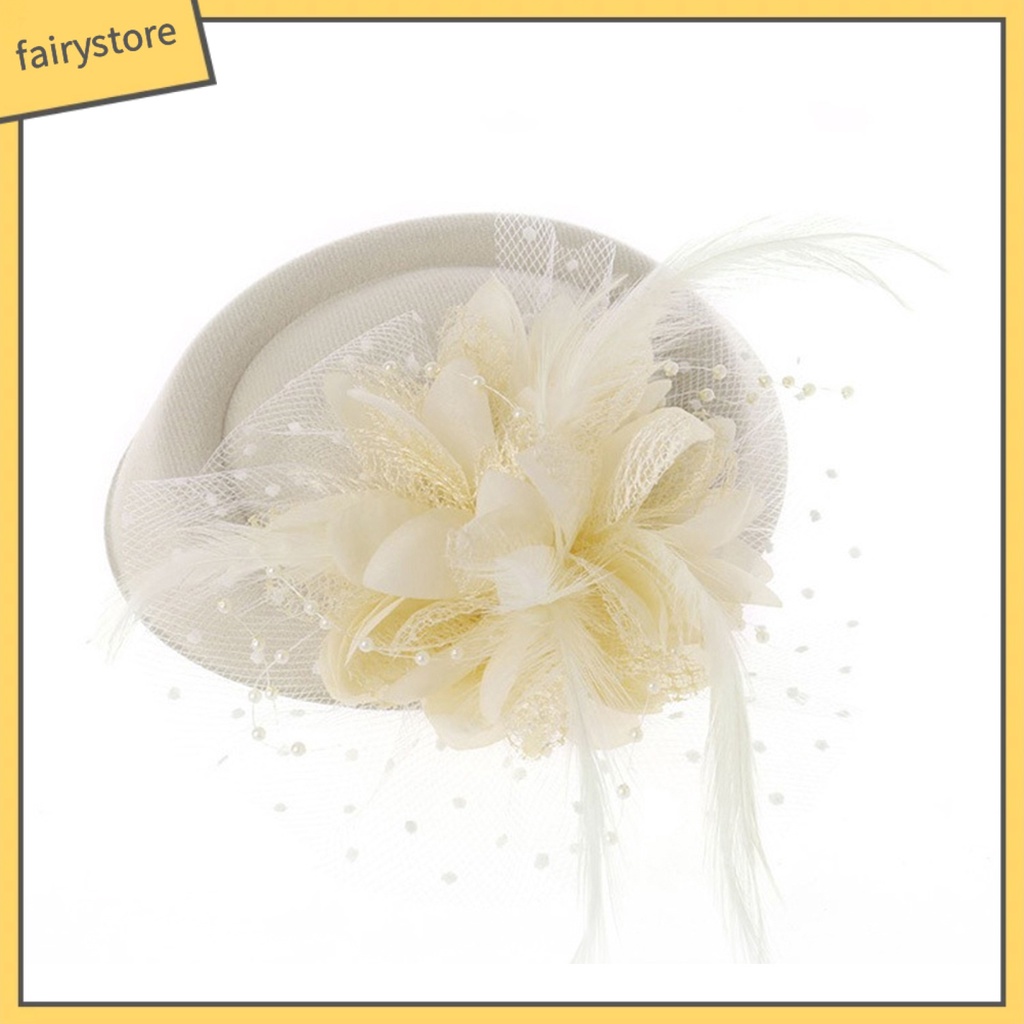 [FRO] Mũ Lưới Đính Hoa Giả Kèm Kẹp Tóc Trang Trí Ngọt Ngào Tinh Tế Chống Rơi